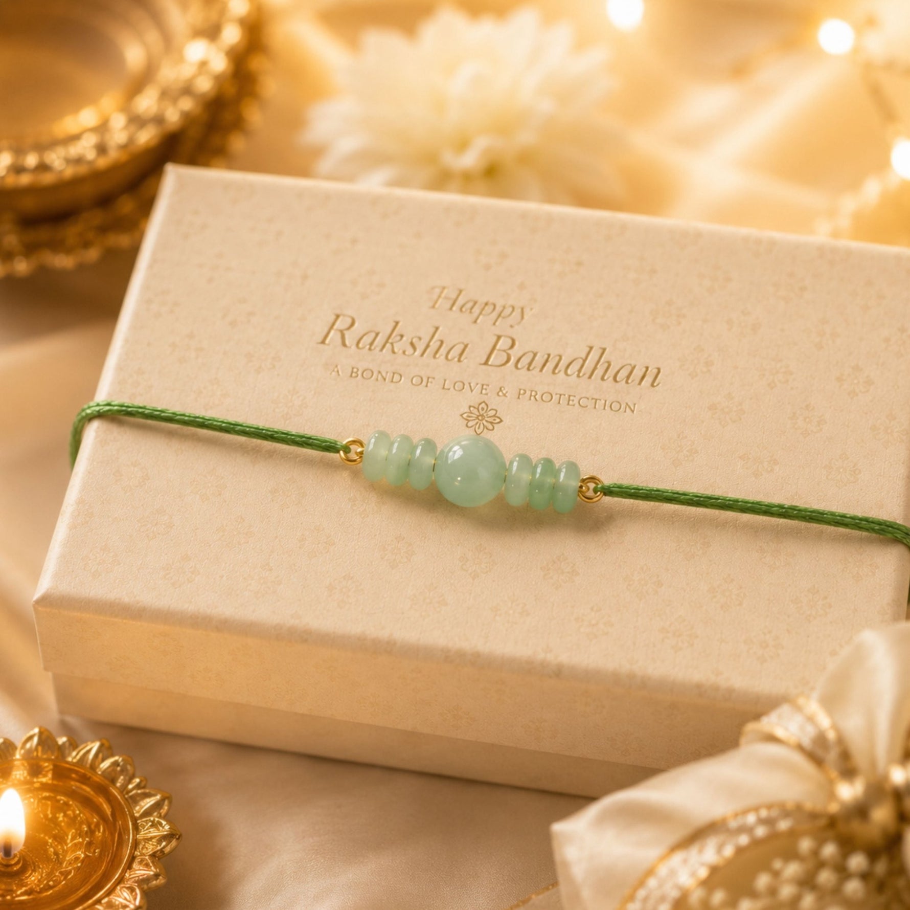 green jade Rakhi - AstroGuruji