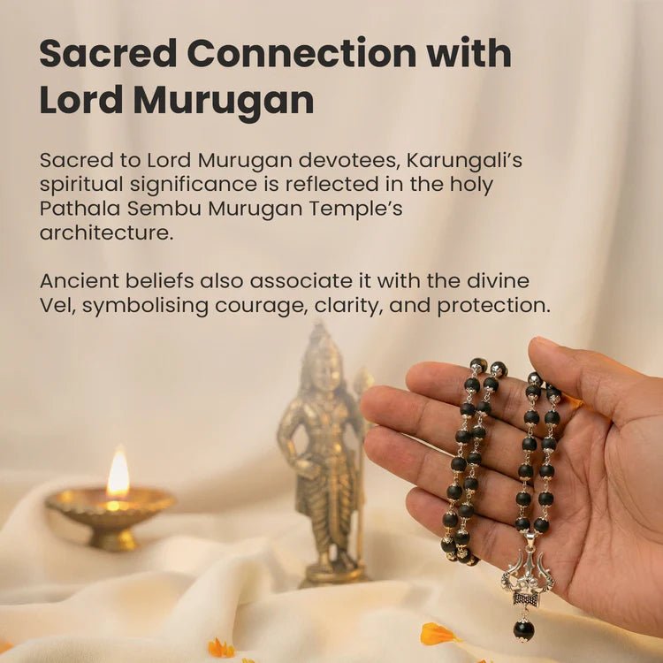 Karungali Mala with Om Shiva Trishul Pendant - Astroguruji