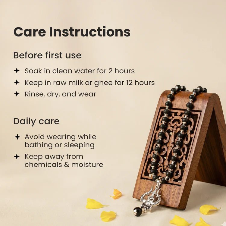 Karungali Mala with Om Shiva Trishul Pendant - Astroguruji