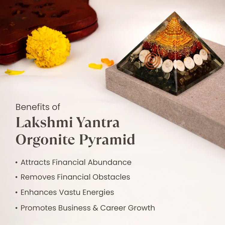 Lakshmi Yantra Pyramid With Free Raw Pyrite stone - Astroguruji