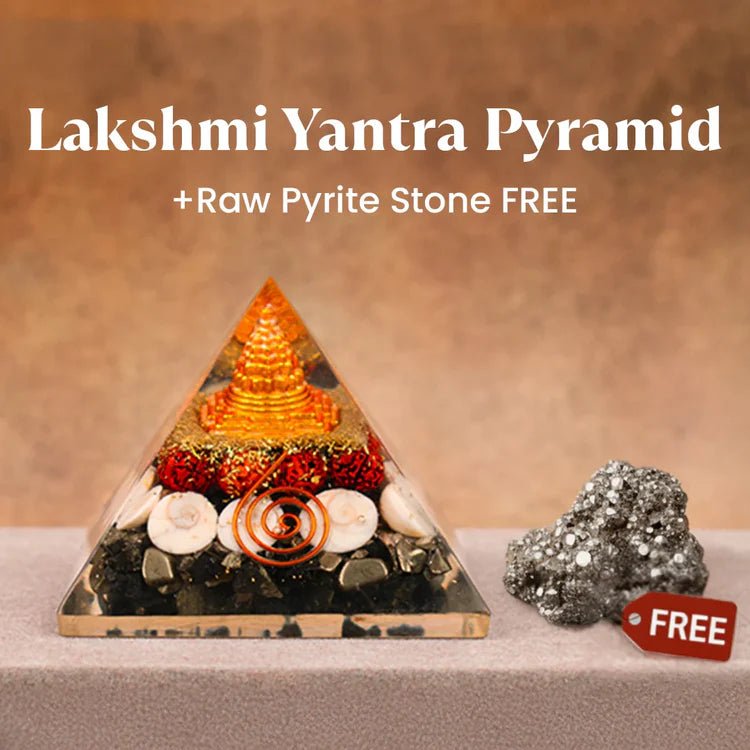 Lakshmi Yantra Pyramid With Free Raw Pyrite stone - Astroguruji