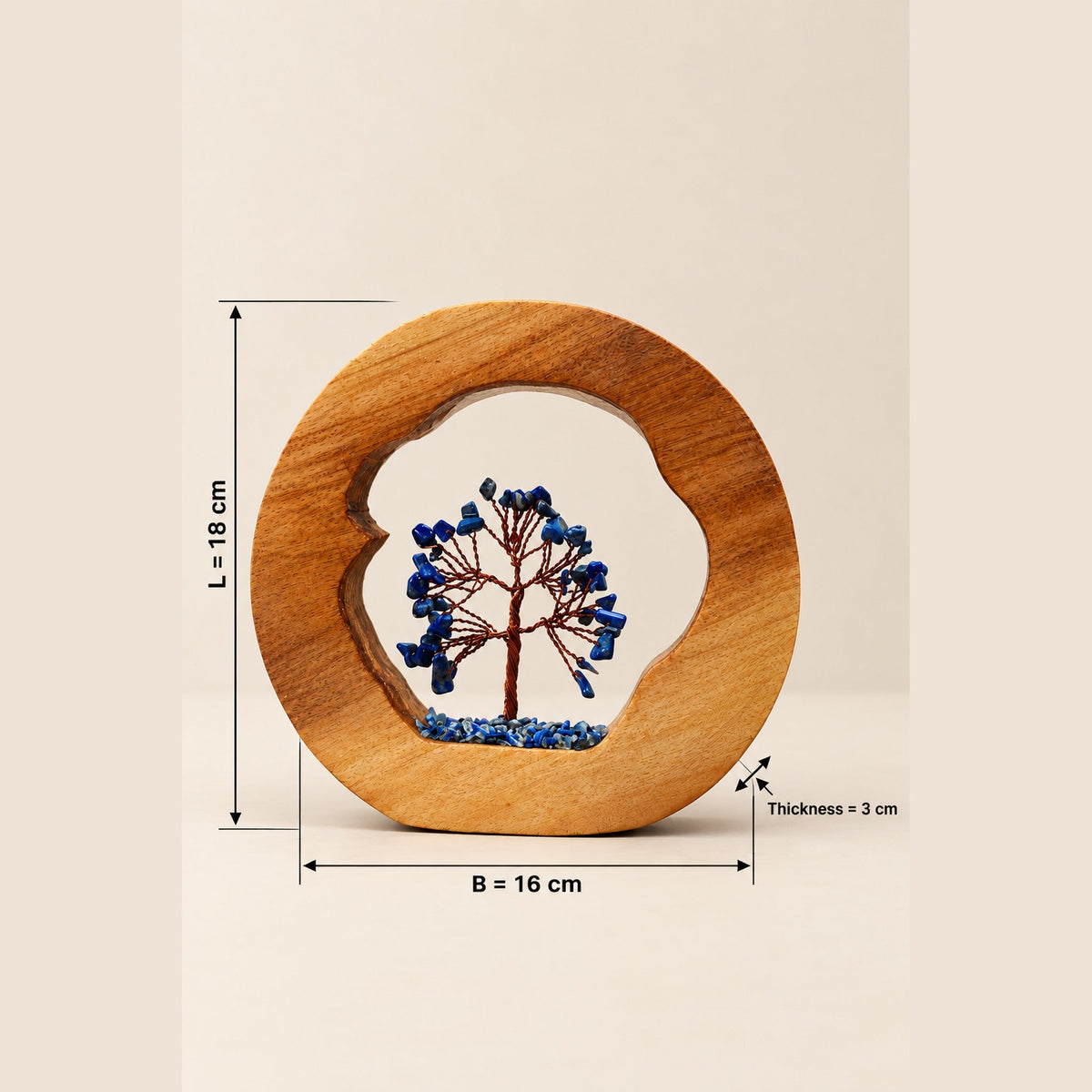 Lapis Lazuli Wooden Tree of Life Decor – Handmade Gemstone Tree Showpiece - AstroGuruji
