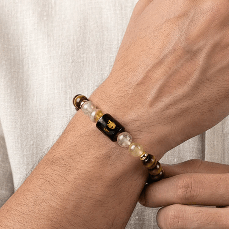 Leo (सिंह राशि) Zodiac Tiger Eye & Citrine Bracelet - AstroGuruji