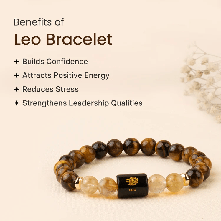 Leo (सिंह राशि) Zodiac Tiger Eye & Citrine Bracelet - AstroGuruji