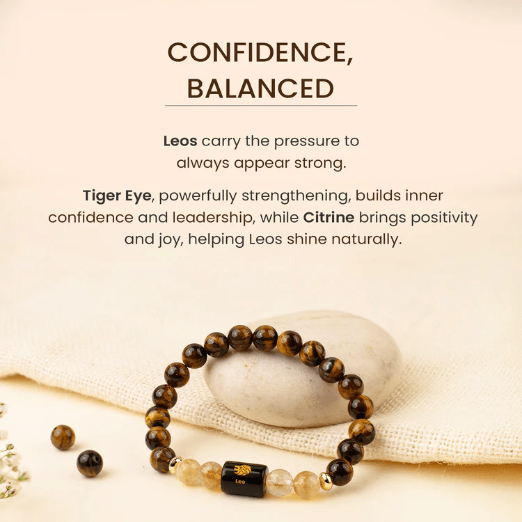 Leo (सिंह राशि) Zodiac Tiger Eye & Citrine Bracelet - AstroGuruji