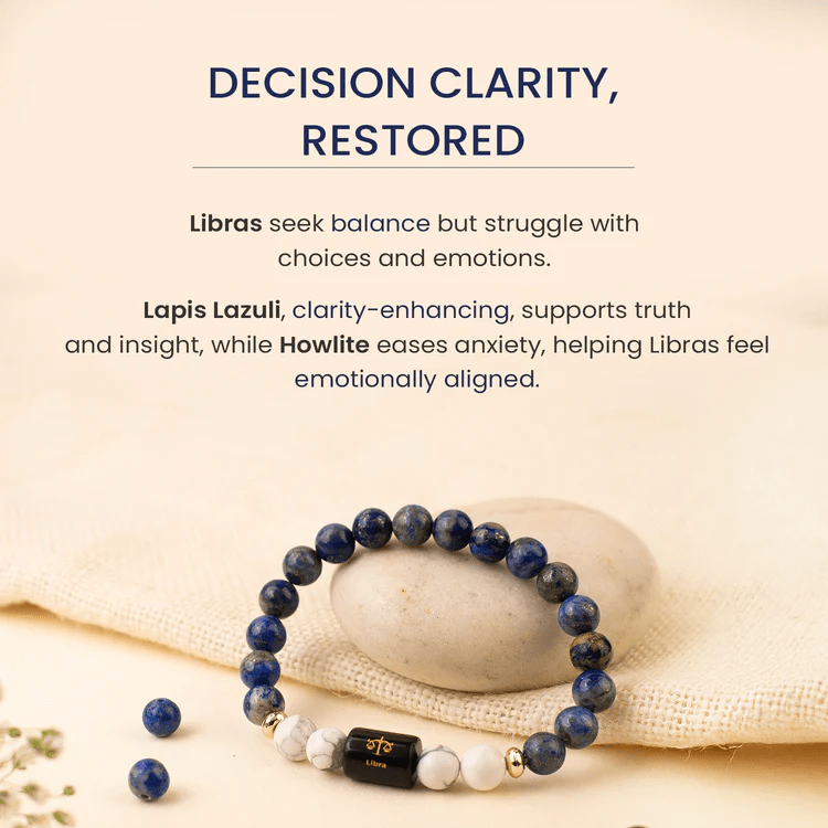 Libra (तुला राशि) Zodiac Lapis Lazuli & Howlite Bracelet - AstroGuruji