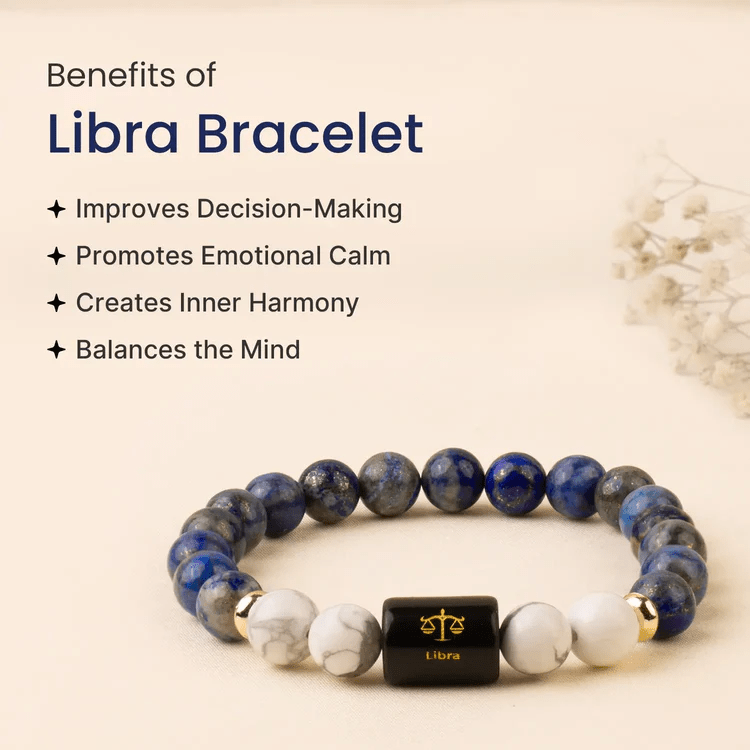 Libra (तुला राशि) Zodiac Lapis Lazuli & Howlite Bracelet - AstroGuruji