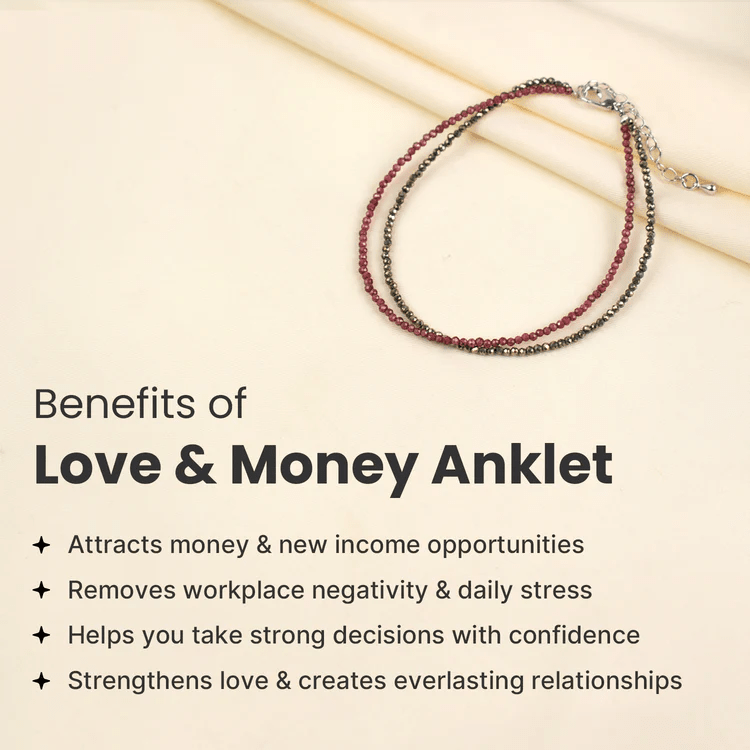 Love and Money Anklet with Free Raw Selenite Plate - AstroGuruji