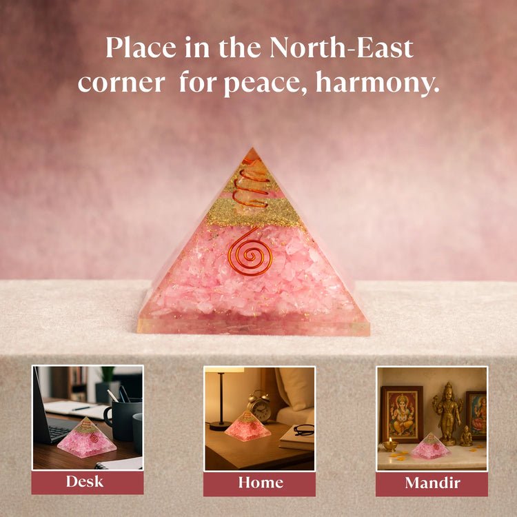 Crystal pyramid for heart chakra healing