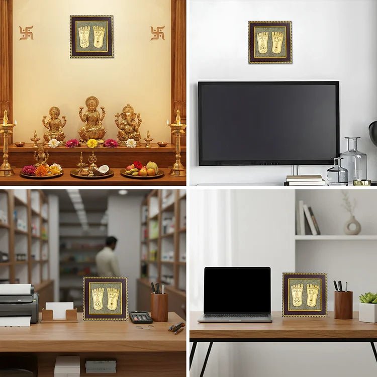 Maa Lakshmi Charan Paduka on Pyrite Frame - Astroguruji