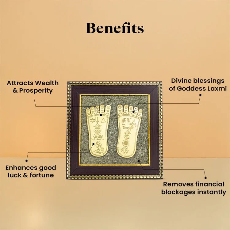 Maa Lakshmi Charan Paduka on Pyrite Frame - Astroguruji