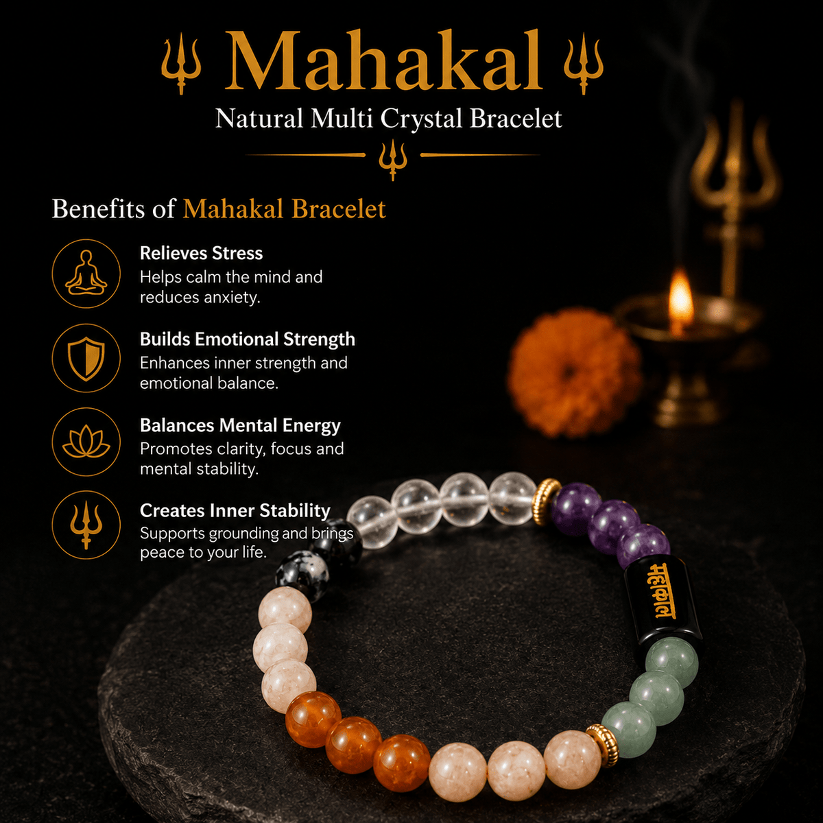 Mahakal Natural Multi Crystal Bracelet - AstroGuruji