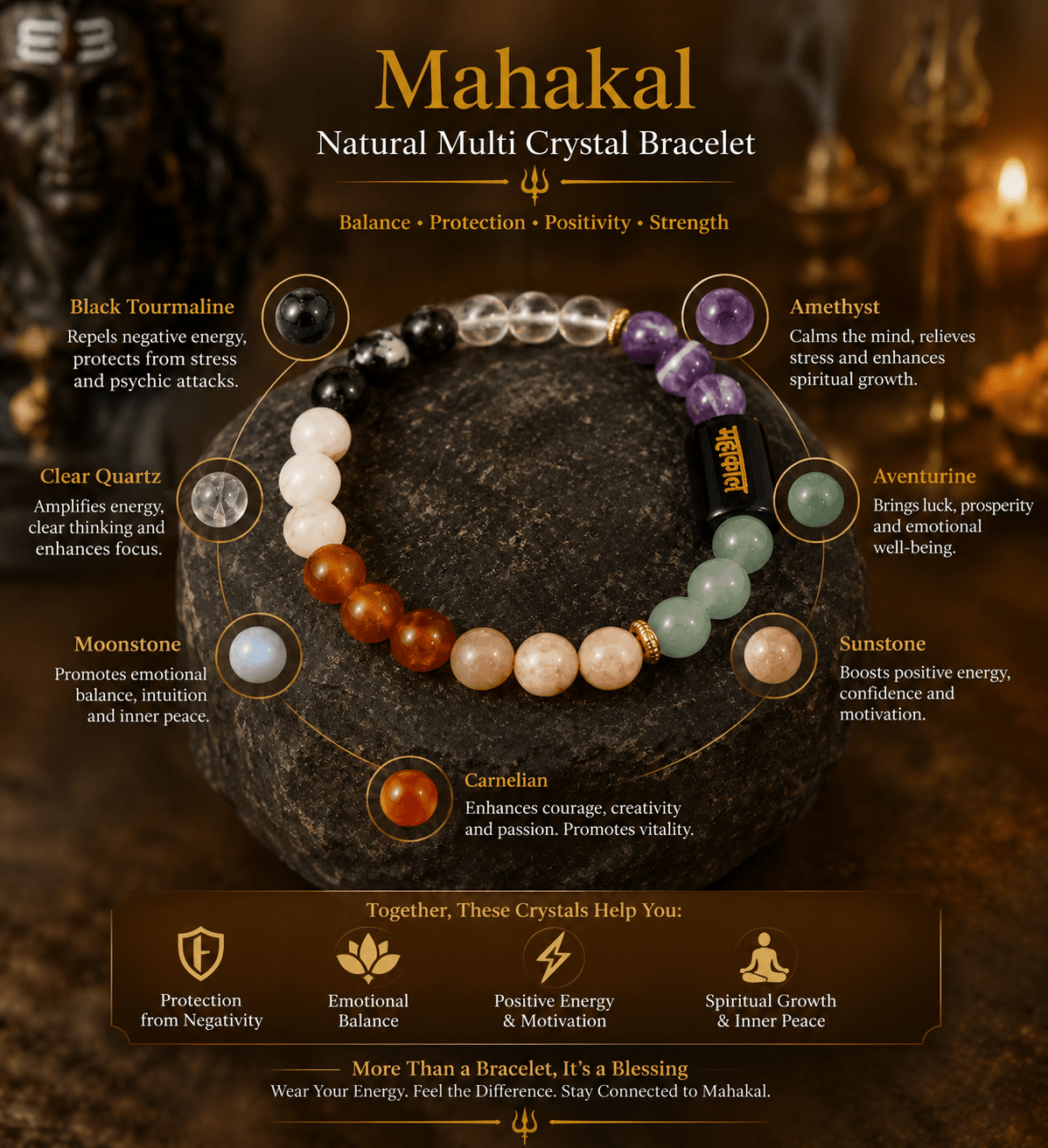Mahakal Natural Multi Crystal Bracelet - AstroGuruji