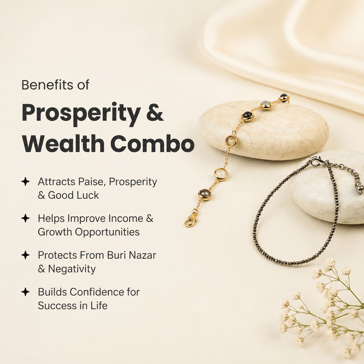 Metal Dhan Yog Bracelet for Women with FREE Raw Pyrite Anklet - AstroGuruji