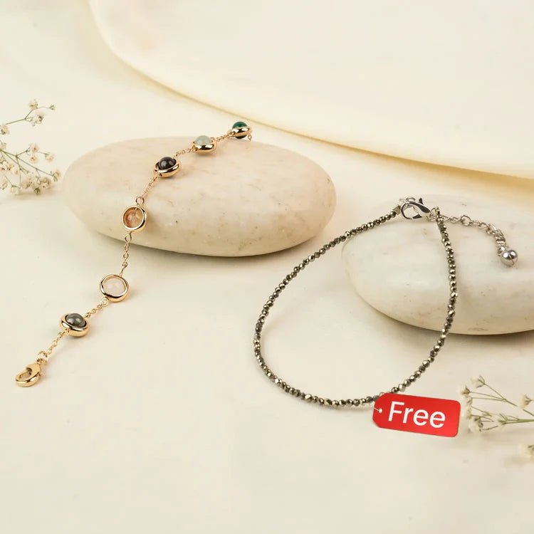 Metal Dhan Yog Bracelet for Women with FREE Raw Pyrite Anklet - AstroGuruji