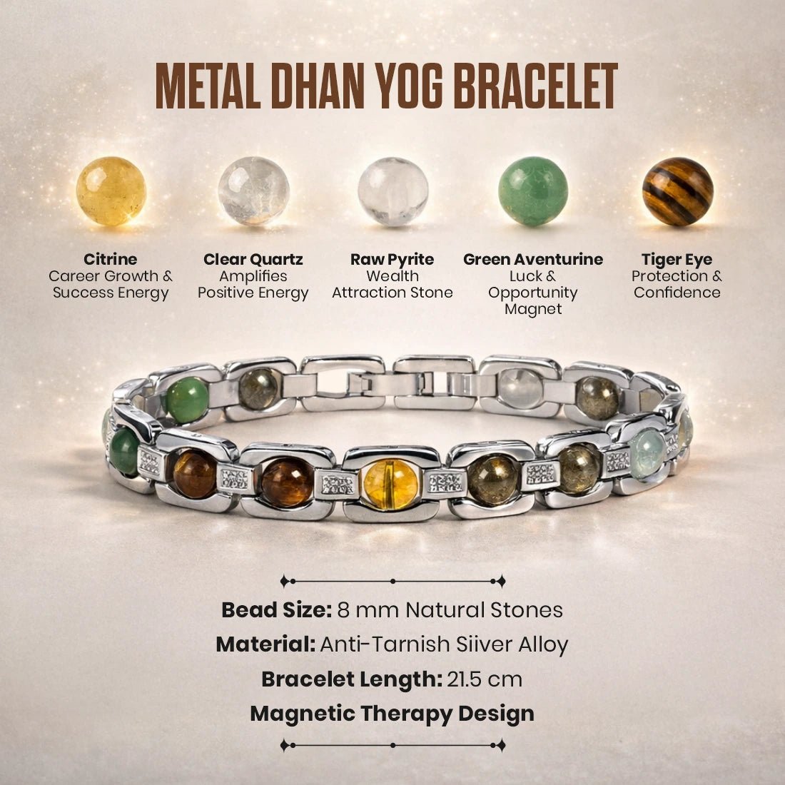 Metal Dhan Yog Bracelet - Silver - Astroguruji