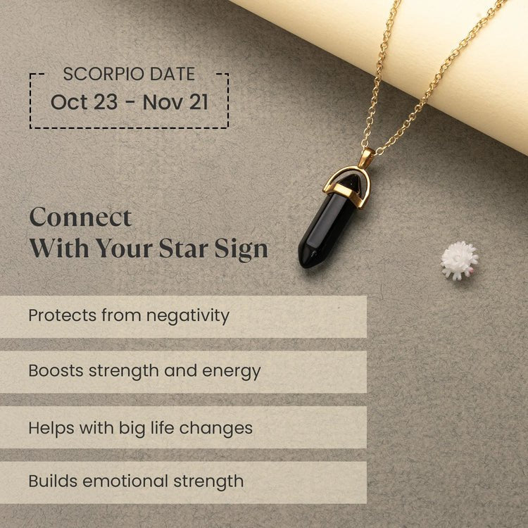 Obsidian Pencil Pendant (Vrishchik Rashi) Scorpio - Astroguruji