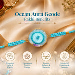 Ocean Aura Geode Rakhi – Handmade Natural Stone Rakhi with Premium Thread - AstroGuruji