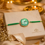 Ocean Aura Green Stone Rakhi – Handmade Natural Geode Rakhi with Premium Thread - AstroGuruji