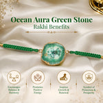 Ocean Aura Green Stone Rakhi – Handmade Natural Geode Rakhi with Premium Thread - AstroGuruji