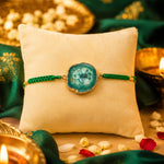 Ocean Aura Green Stone Rakhi – Handmade Natural Geode Rakhi with Premium Thread - AstroGuruji