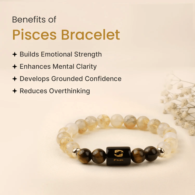Pisces (मीन राशि) Zodiac Citrine & Tiger Eye Bracelet - AstroGuruji
