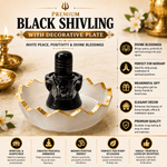 Premium Black Shivling with Decorative Marble Finish Plate | Lord Shiva Idol for Home Temple, Pooja & Spiritual Decor - AstroGuruji