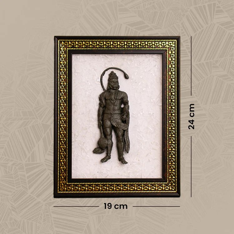 Pyrite Hanuman Ji on Selenite Frame - Astroguruji