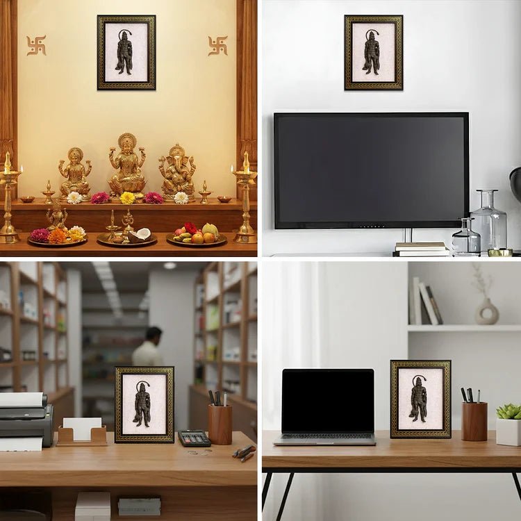 Pyrite Hanuman Ji on Selenite Frame - Astroguruji