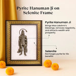 Pyrite Hanuman Ji on Selenite Frame - Astroguruji