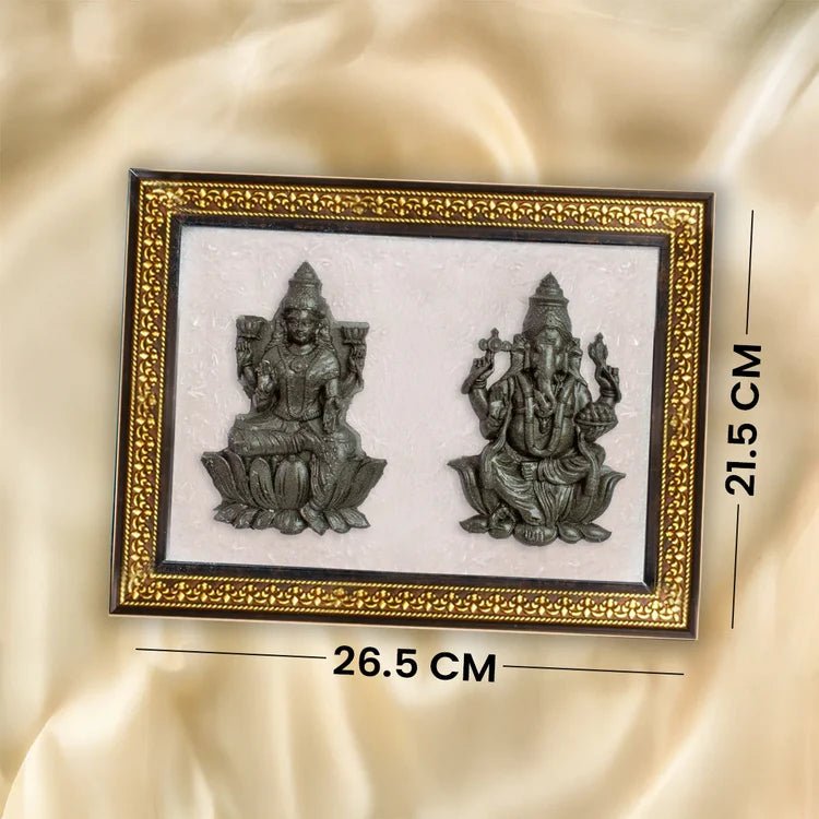 Pyrite Lakshmi - Ganesh Ji on Selenite Frame - Astroguruji