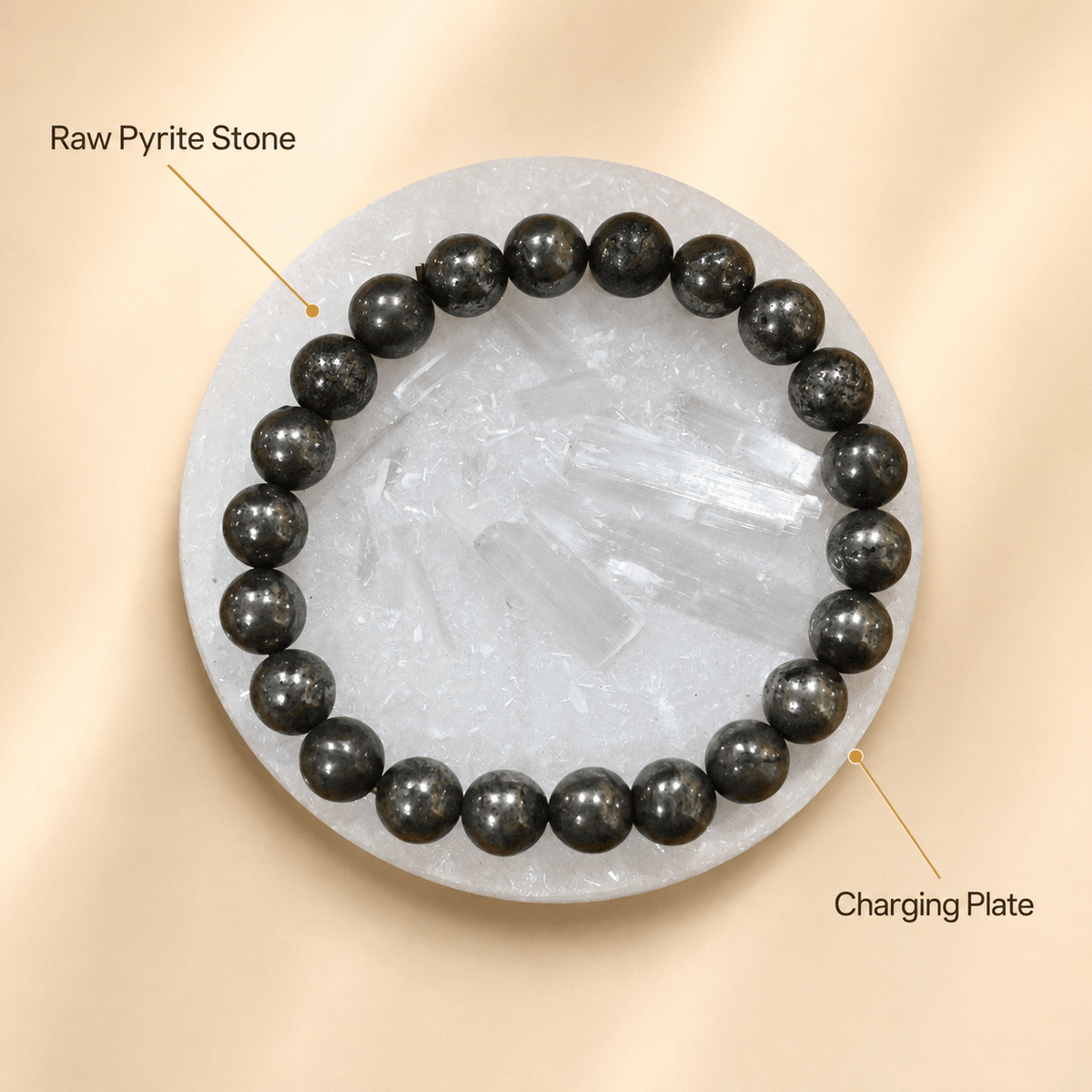 Raw Pyrite Bracelet for Money with FREE Raw Selenite Plate - AstroGuruji