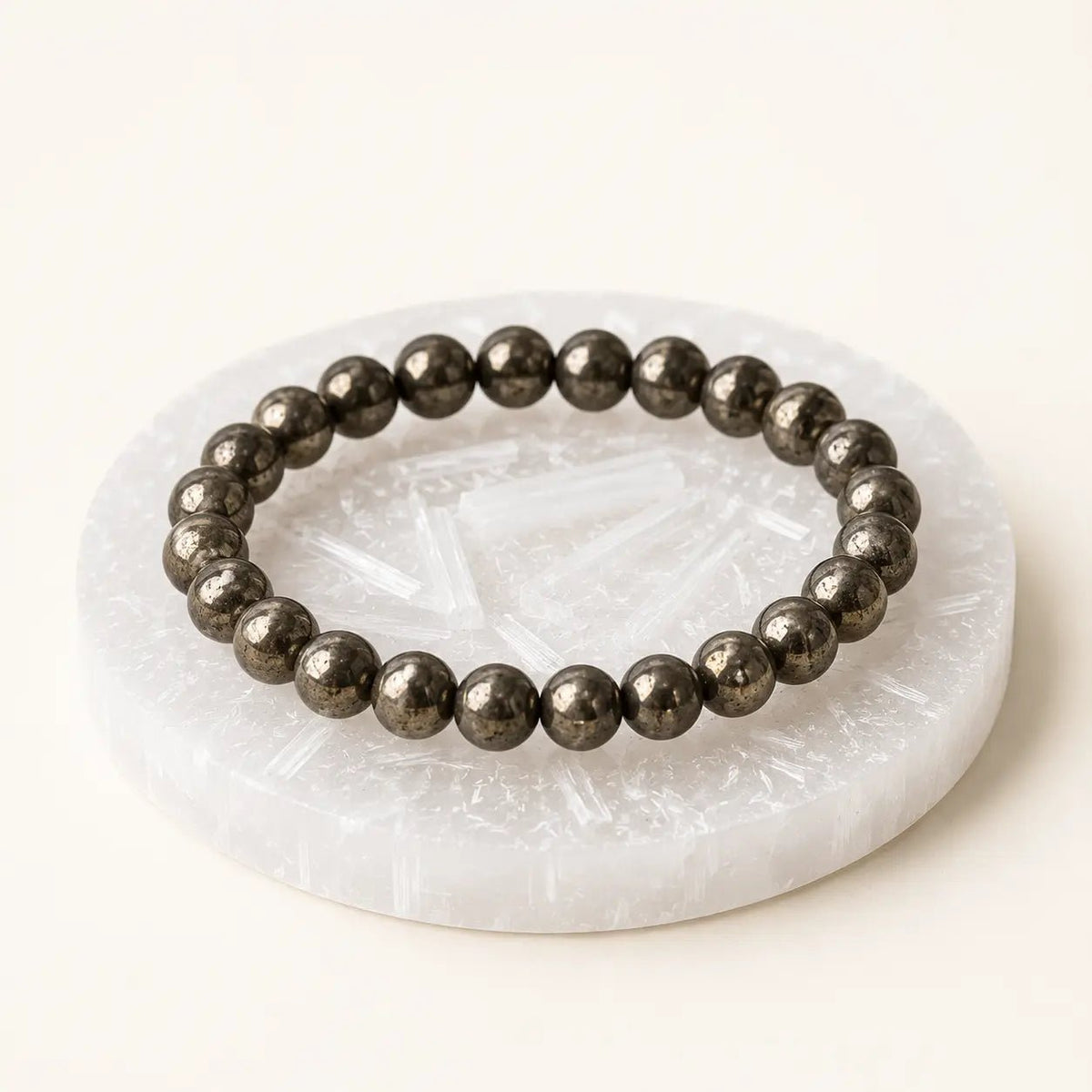 Raw Pyrite Bracelet for Money with FREE Raw Selenite Plate - AstroGuruji