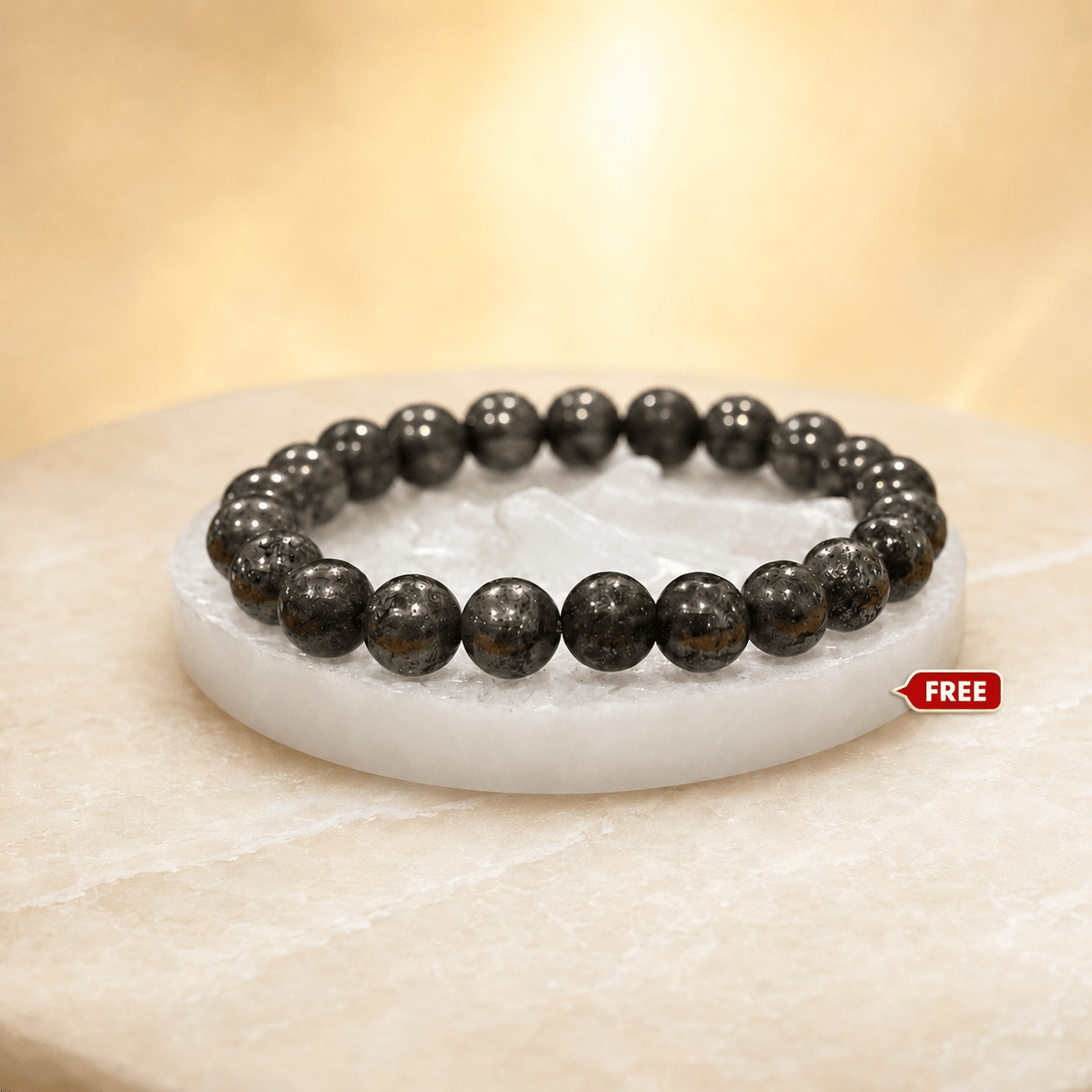 Raw Pyrite Bracelet for Money with FREE Raw Selenite Plate - AstroGuruji