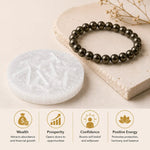 Raw Pyrite Bracelet for Money with FREE Raw Selenite Plate - AstroGuruji