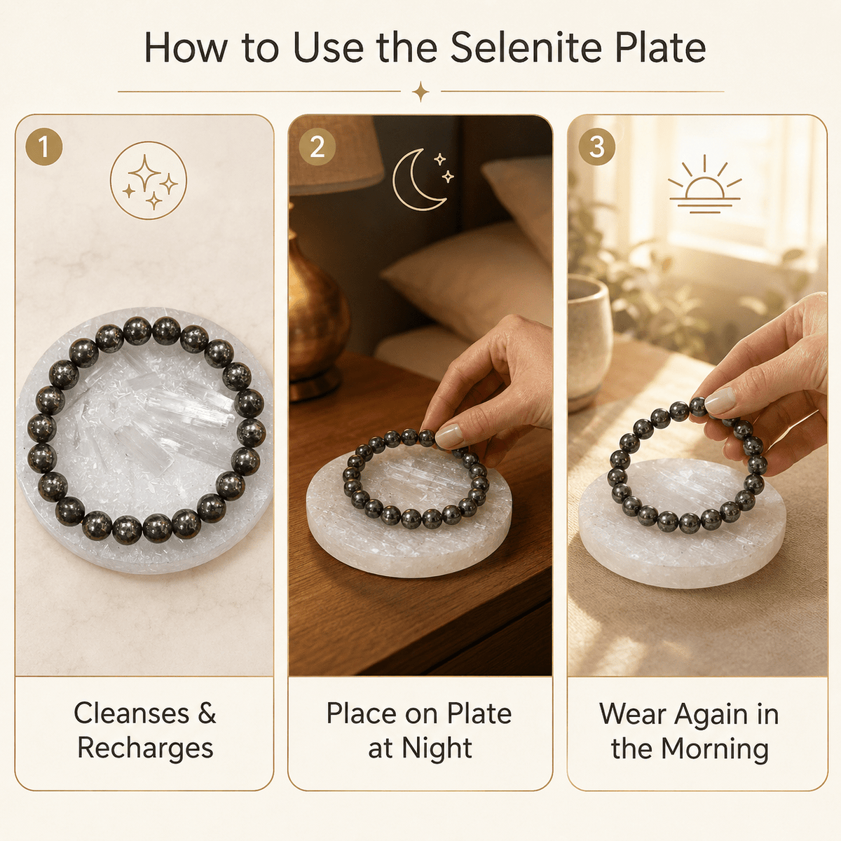 Raw Pyrite Bracelet for Money with FREE Raw Selenite Plate - AstroGuruji