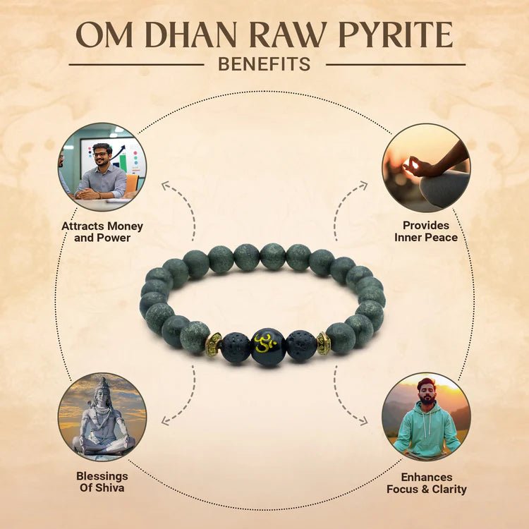 Raw Pyrite Bracelet with Om bead - Astroguruji