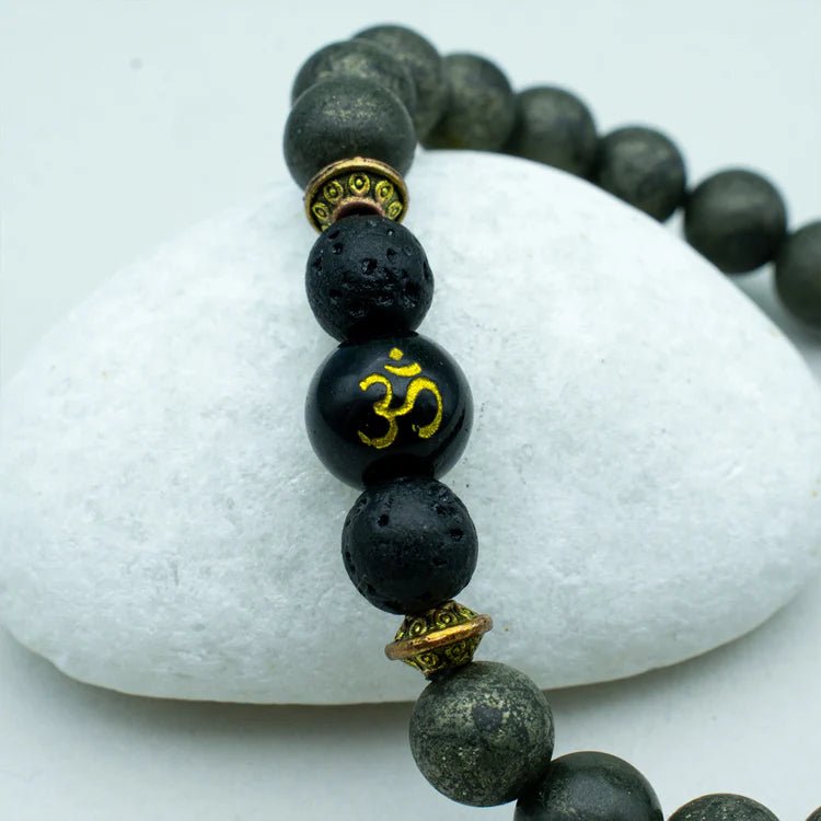 Raw Pyrite Bracelet with Om bead - Astroguruji