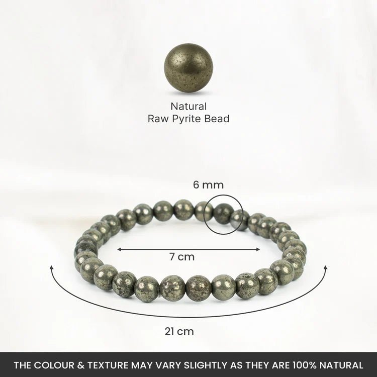 Raw Pyrite Bracelet (Women - 6mm Beads) - Astroguruji