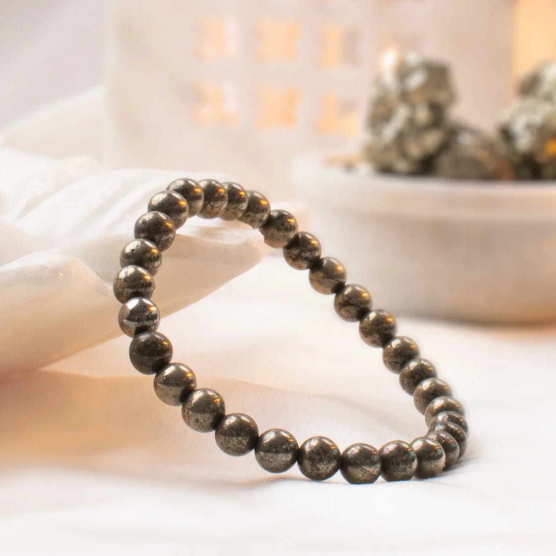Raw Pyrite Bracelet (Women - 6mm Beads) - Astroguruji