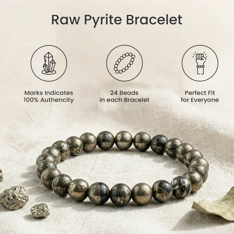 Raw Pyrite Bracelet (Women - 6mm Beads) - Astroguruji