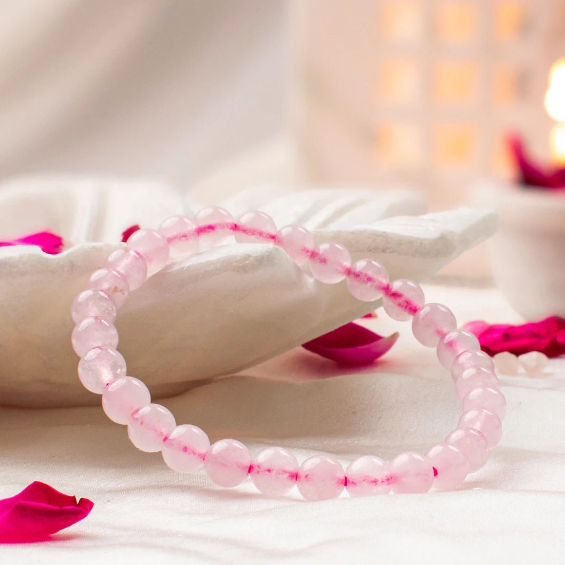 Rose Quartz Bracelet (Women - 6mm Beads) - Astroguruji