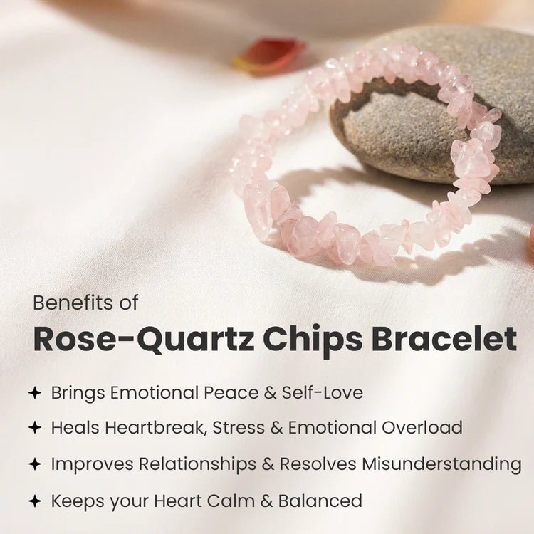 Rose Quartz Chips Bracelet Stretchable - Astroguruji
