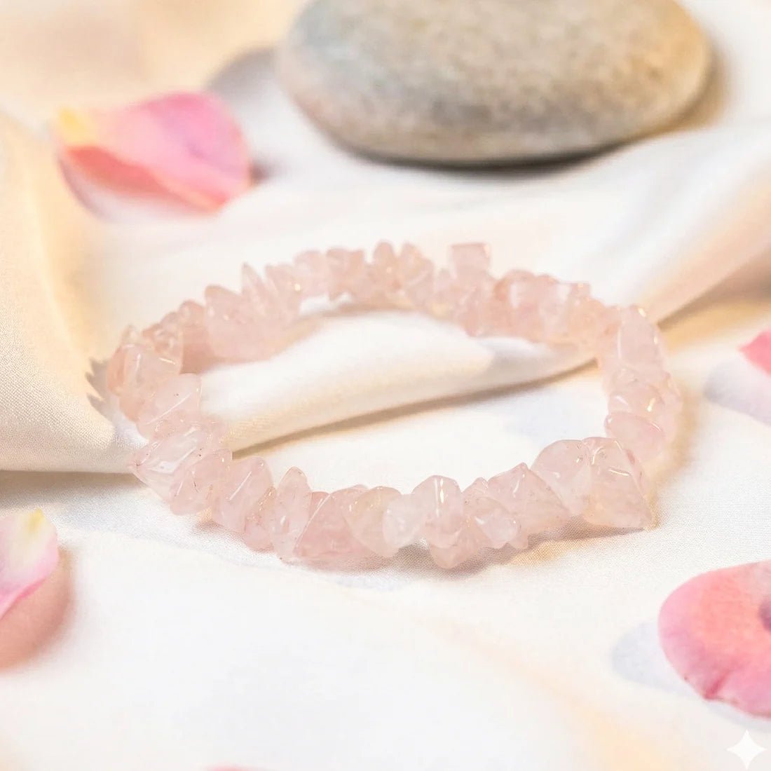 Rose Quartz Chips Bracelet Stretchable - Astroguruji
