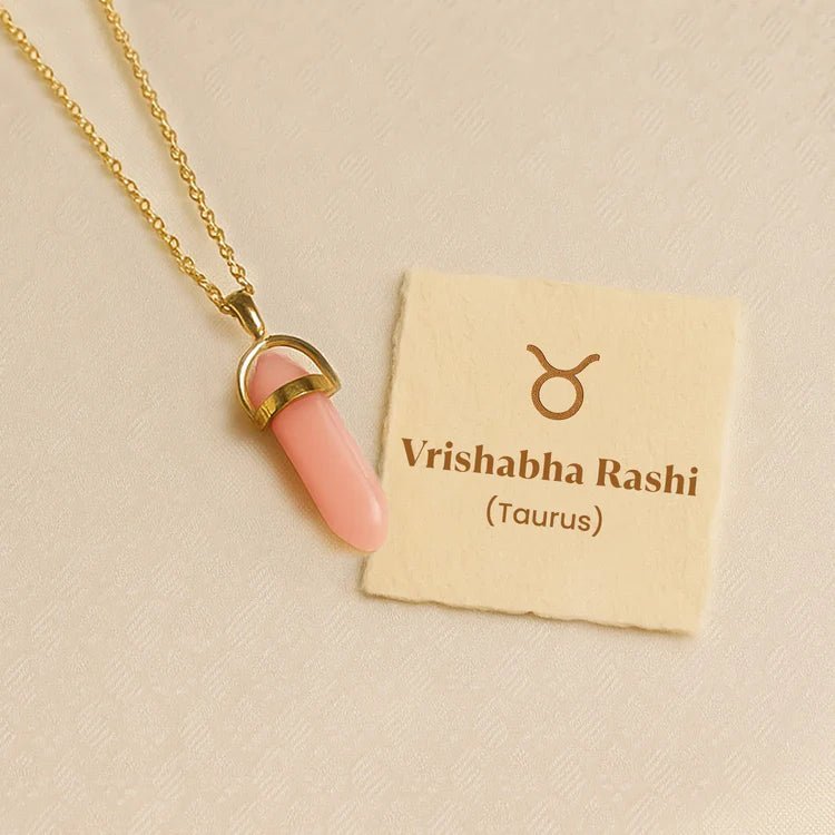 Rose Quartz Pencil Pendant (Vrishabha Rashi) Taurus - Astroguruji