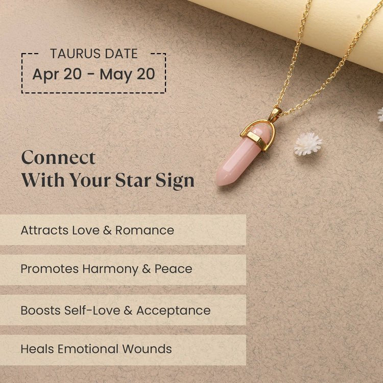 Rose Quartz Pencil Pendant (Vrishabha Rashi) Taurus - Astroguruji