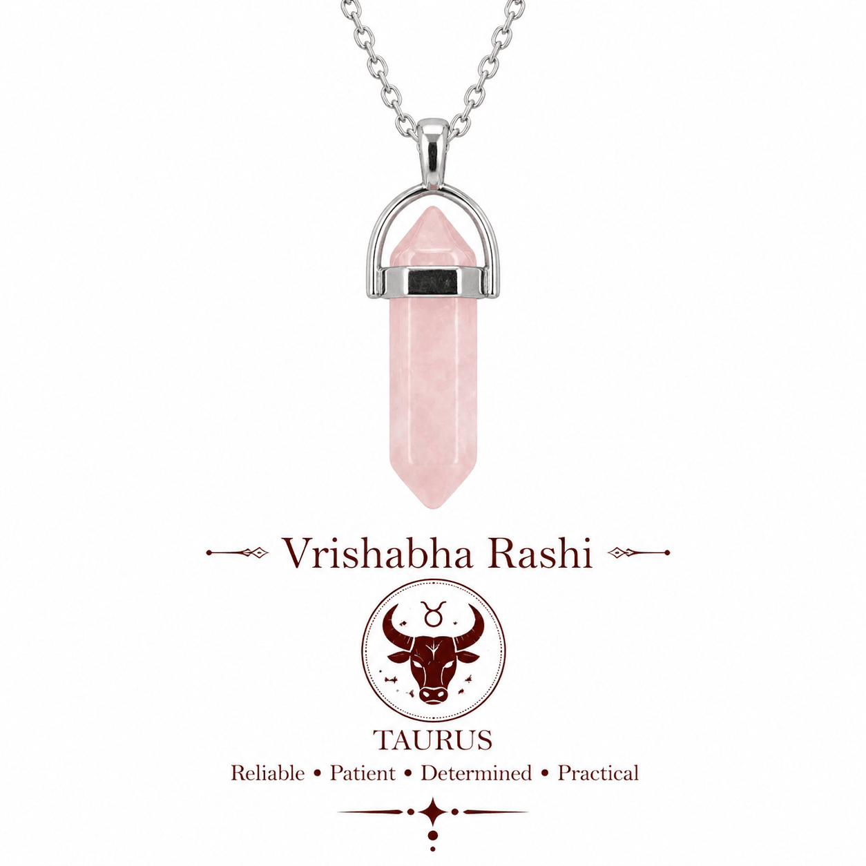 Rose Quartz Pencil Pendant (Vrishabha Rashi) Taurus - AstroGuruji