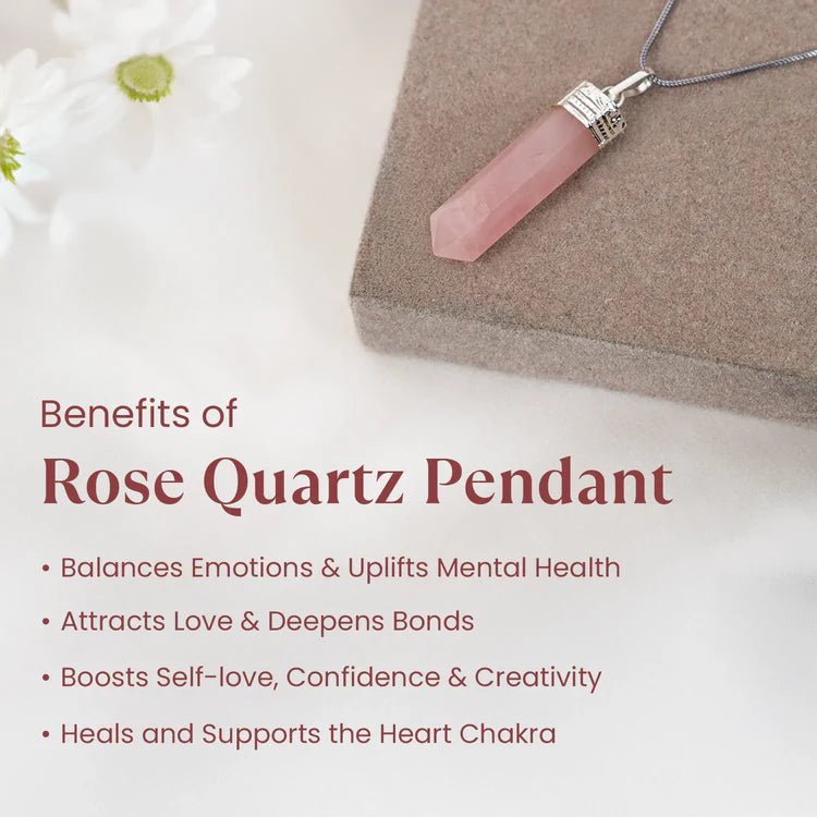 Natural Rose Quartz Crystal Pendant for Emotional Healing - AstroGuruji