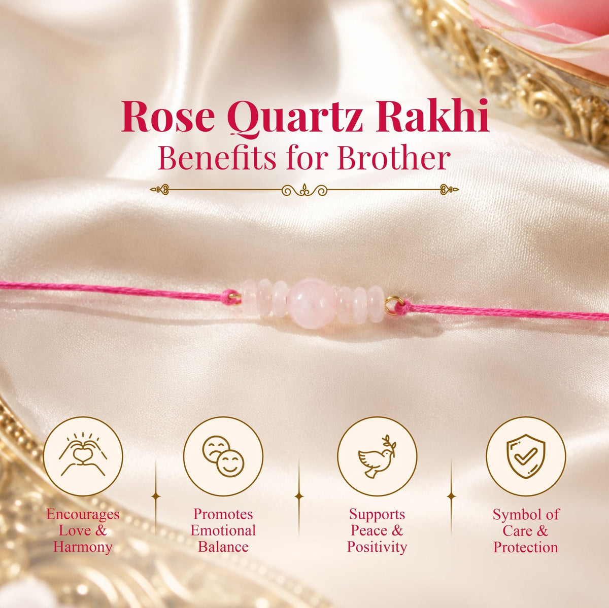Rose Quartz Rakhi - AstroGuruji