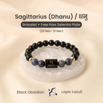 Sagittarius (धनु राशि) Zodiac Black Obsidian & Lapis Lazuli Bracelet - AstroGuruji